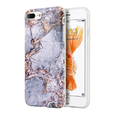 Apple Iphone 8 Plus - Marble Imd Soft Tpu Case - Gray / Gold