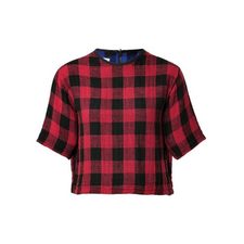 Red Believe Boxy Flannel Crop Top