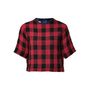 Red Believe Boxy Flannel Crop Top