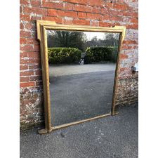 A Superb large Antique English 19th Century carved wood and gesso original gilt plain Overmantle Mirror.