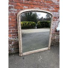 A Wonderful large Antique English 19th Century wood painted arched Overmantle Mirror.