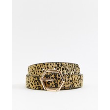 hexagon jeans belt in leopard