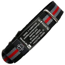 Medical ID. NATO strap, black ID tag & medical symbol | OneLife iD