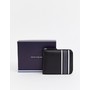 zip around wallet with grey stripe detail in black