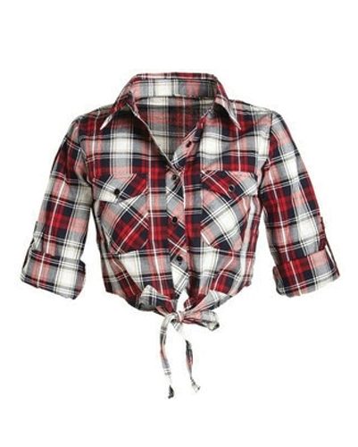 Self Tie Flannel Crop Top