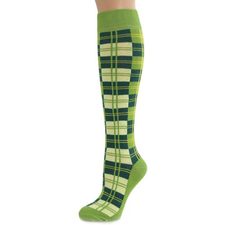 Gardenia Green Check Socks