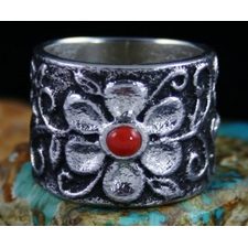 Rebecca Begay Mediterranean Coral Tufa Cast Floral Design Ring