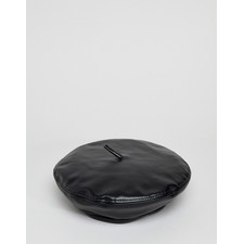 Black PU Beret