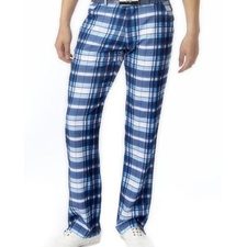 Cool Blue and White Boxer Check Flannel Pants