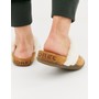  Slide Tan Suede Slipper With Faux Fur Lining