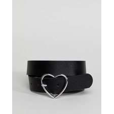  heart buckle waist and hip jeans belt in silver