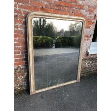 A Wonderful large Antique French 19th Century carved wood & gesso arched top painted Louis Philippe Mirror.