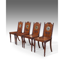 Set of 4 Georgian hall chairs
