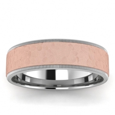 14k Rose Gold Casper Hammered Milgrain Wedding Ring 6mm