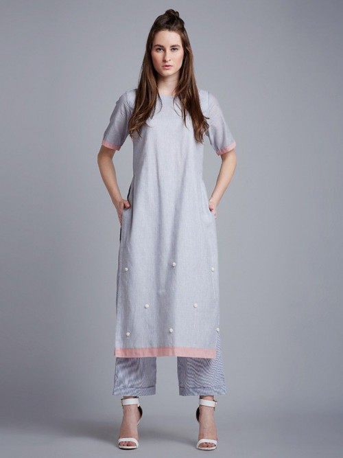 Stunning Grey Cotton Palazz...