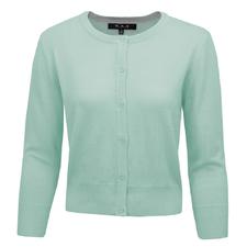 Yemak Sweater | Women's Daily Casual Stretchy Button Down Crewneck Cardigan Sweater MK3554 (S-L)