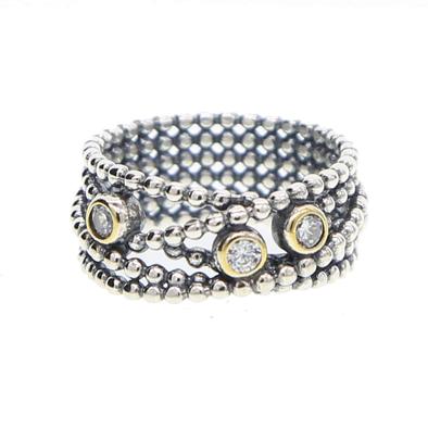 Beaded Chain Ring with Cubi...