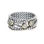 Beaded Chain Ring with Cubic Zirconia Diamonds 925 Sterling Silver