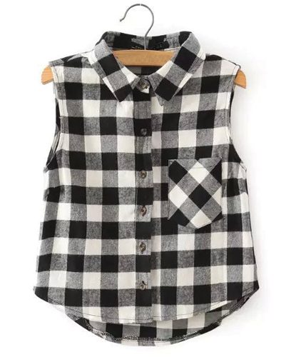Sleeveless Classic Flannel ...