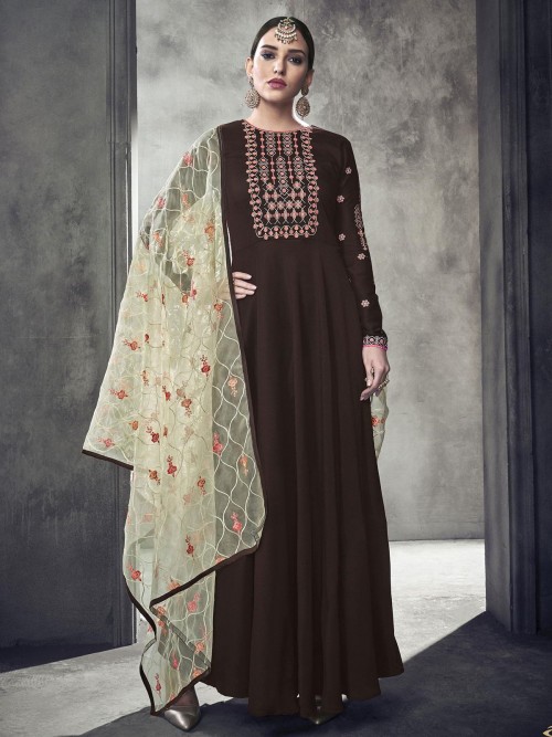 Pleasing Brown Embroidered ...