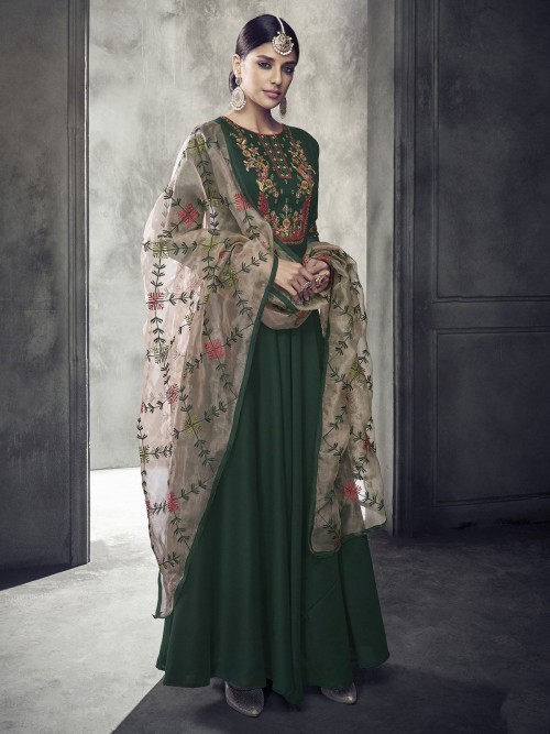 Subtle Green Wedding Gown Suit