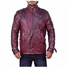 Trendhoop Star Load Mens Leather Jacket - Maroon Biker Jacket Men