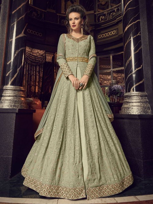Stunning Green Embroidered ...