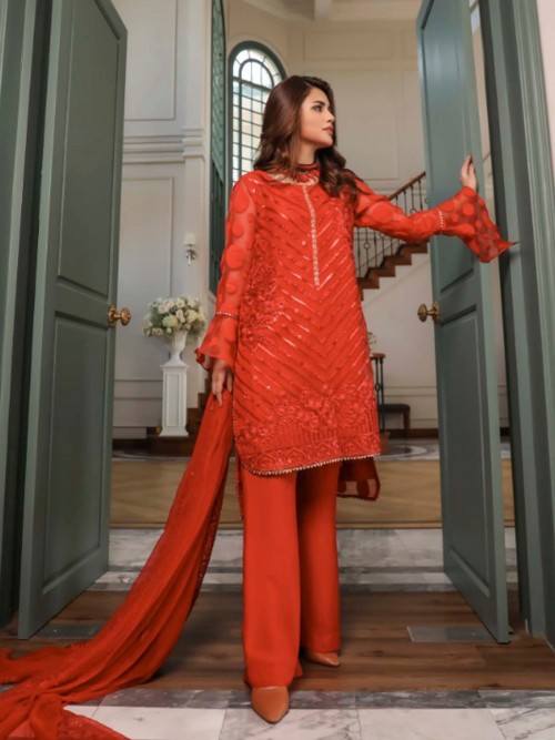 Ravishing Orange Embroidery...