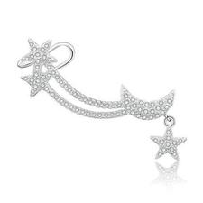 Briella Star and Moon Cubic Zirconia Crawler Earring 925 Sterling Silver