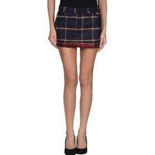 Cool Blue and White Check Flannel Skirt