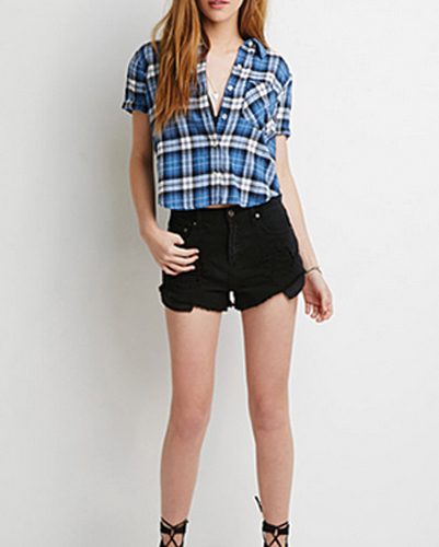 Blue Tunic Crop Top