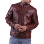 Brown Leather Cafe Racer Jacket