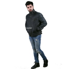 Black Leather Biker Jacket For Men