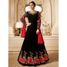 Drashti Dhami Black Embroidered Gown Suit