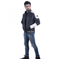 Black and white Leather Biker Jacket