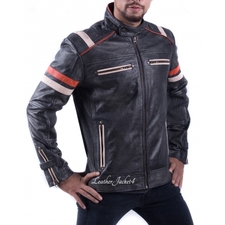 Distress Vintage Retro Cafe Racer Jacket