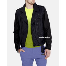 Mens Leather Biker Jacket In Black