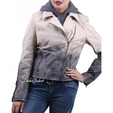 Contrast Leather Biker Jacket