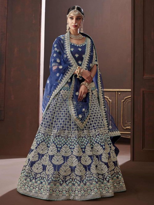 Cozy Silk Blue Partywear Le...