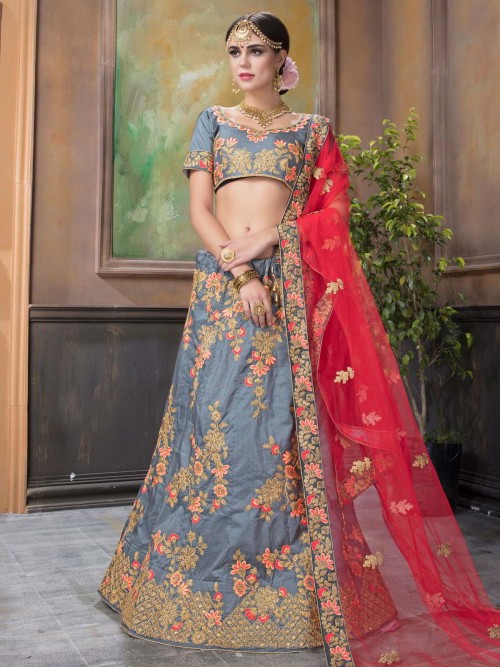 Pristine Grey Partywear Leh...