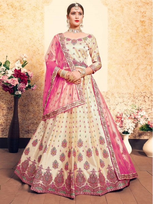 Pleasing Beige Partywear Le...