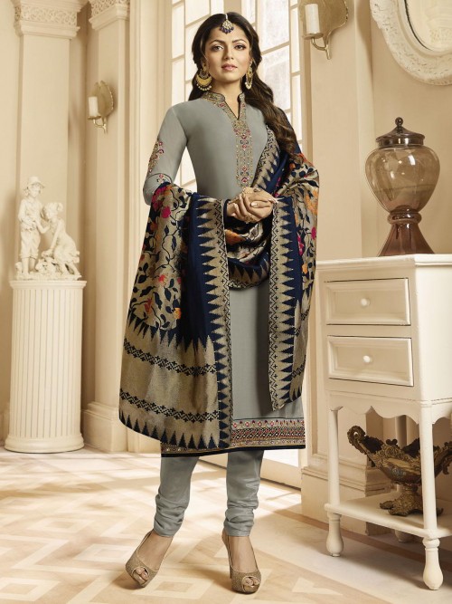 Drashti Dhami Style Grey Em...