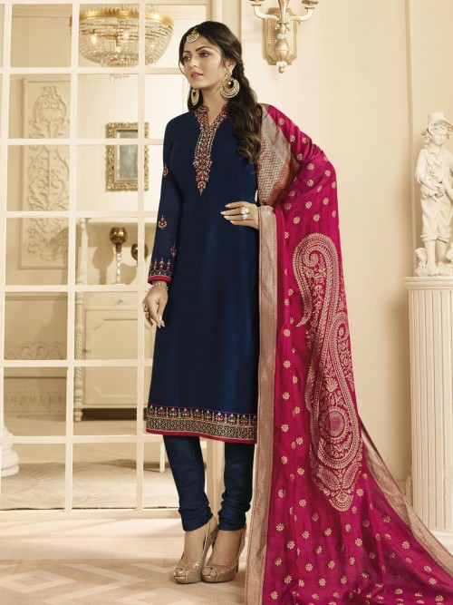 Drashti Dhami Style Navy Bl...