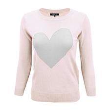 Yemak Sweater | Women's Love Heart Chenille Round Neck 3/4 Sleeve Casual Sweater MK3595