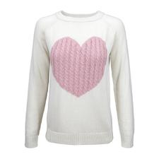 Yemak Sweater | Women's Love Heart Rounded Neck Long Sleeve Warm Pullover Sweater MK3506