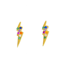 Rainbow Lightning Stud Earrings 925 Sterling Silver