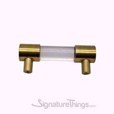 Lucite Cabinet Pull - 3/4" Dia Close End | Lucite Drawer Pulls | Unique Cabinet Hardware | Lucite and Brass Pulls | Lucite Door Handles | SignatureThings.com