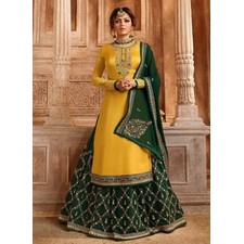 Drashti Dhami Satin Georgette Lehenga Style Suit