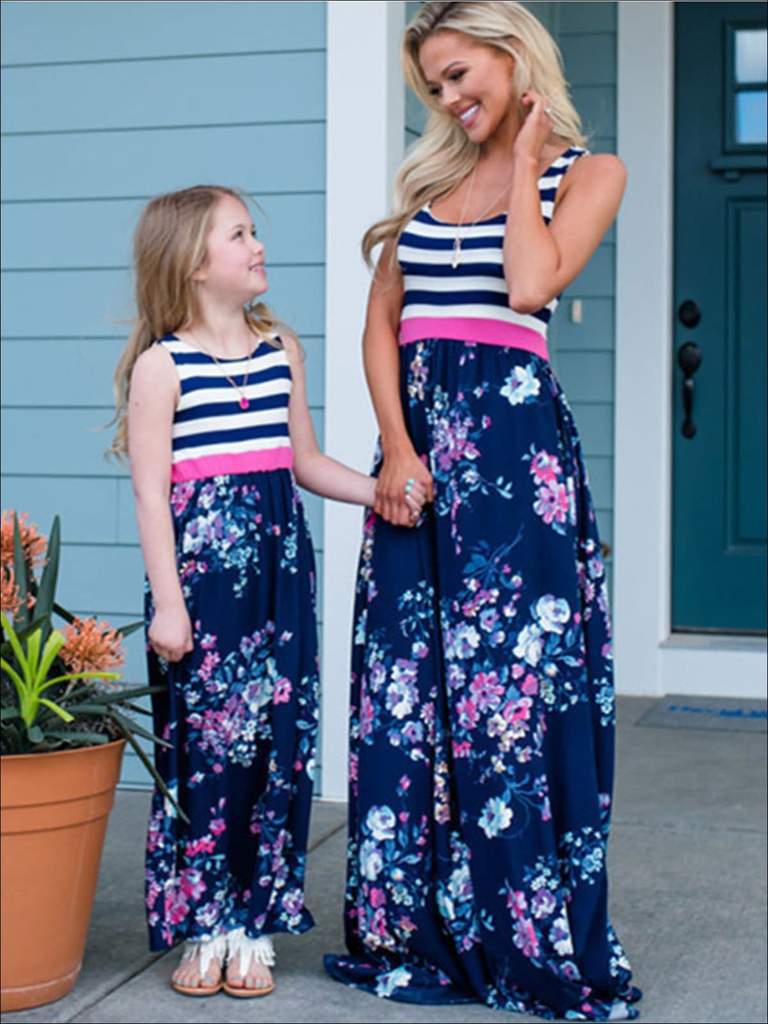 Mommy and Me Navy Striped F...
