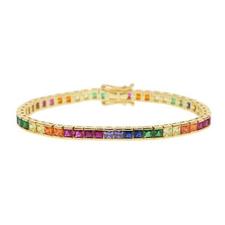 Rainbow Cubic Zirconia Diamond Tennis Bracelet 925 Sterling Silver